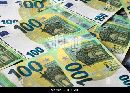 Makro Foto EU-Banknoten Hintergrund Stockfoto