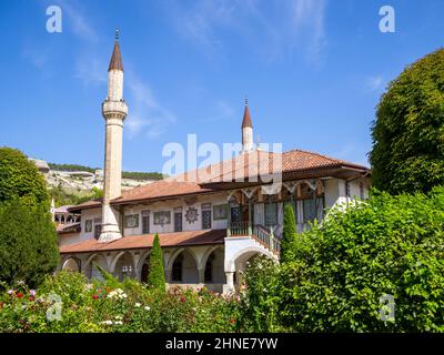 Bahchisaraj, Russland - 18. September 2020: Ansicht der Großen Khan Moschee, Khan Palast, Bakhchisarai, Krim Stockfoto