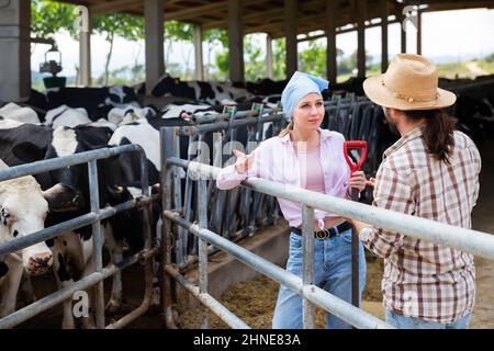 Junge professionelle Bauern sprechen während der Pause Stockfoto