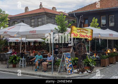 Old Anchor Restaurant in Nesebar Resort an der Schwarzmeerküste, in der Provinz Burgas, Bulgarien Stockfoto