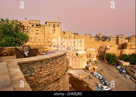 Indien Rajasthan jaisalmer. Die Wände bei Sonnenuntergang Stockfoto