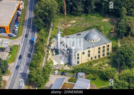 Luftaufnahme, Baustelle für neue DITIB-Moschee in der Erich-Ollenhauer-Straße in Bergkamen, Ruhrgebiet, Nordrhein-Westfalen, Deutschland, Ort der Weltanschauung Stockfoto