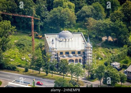 Luftaufnahme, Baustelle für neue DITIB-Moschee in der Erich-Ollenhauer-Straße in Bergkamen, Ruhrgebiet, Nordrhein-Westfalen, Deutschland, Ort der Weltanschauung Stockfoto