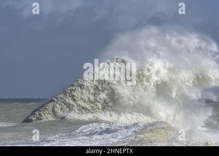 Le blockhaus du Hourdel en baie de Somme recouvert par les vagues Stockfoto