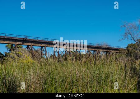 Blick von der South Dos Pueblos Road in Santa Barbara County, Kalifornien. Stockfoto