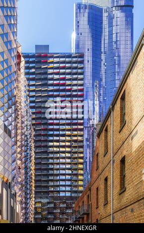 Melbourne, Victoria, Australien - Apartmentgebäude Im A'Beckett Tower und Aurora Melbourne Central Tower von Elenberg Fraser Stockfoto