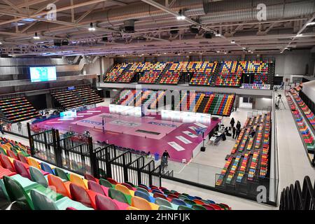 Florenz, Italien. 16th. Februar 2022. Gesamtansicht des neuen Pala Wanny während des Spiels Il Bisonte Firme vs Savino Del Bene Scandicci, Volleyball Italianische Serie A1 Frauen in Florenz, Italien, Februar 16 2022 Kredit: Unabhängige Fotoagentur/Alamy Live Nachrichten Stockfoto