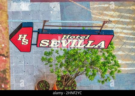 Hotel Sevilla Schild, Ciego de Avila, Kuba Stockfoto