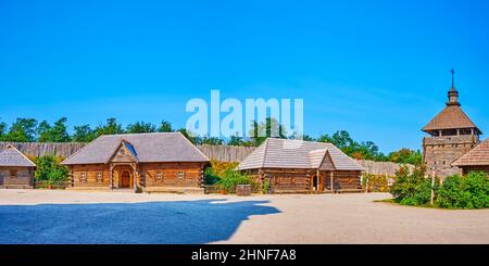 Kosaken-Garnisonsgelände, Zaporozhian sich scansen, Chortyzja-Insel, Zaporizhzhya, Ukraine Stockfoto