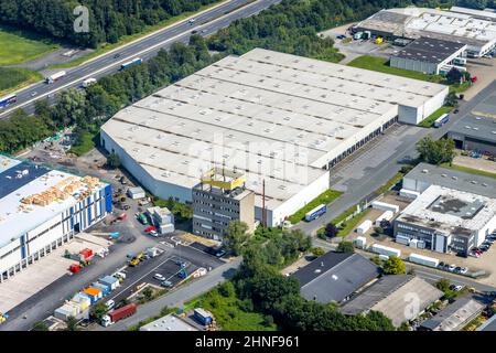 Luftaufnahme, Industriegebiet InlogParc in Westerbonen, Bönen, Ruhrgebiet, Nordrhein-Westfalen, Deutschland, DE, Europa, Handelsunternehmen, Stockfoto