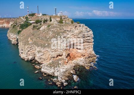 Spitze des Kaps Kaliakra in der südlichen Dobrudscha-Region der nordbulgarischen Schwarzmeerküste Stockfoto