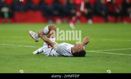 firo: Fuvuball: Fußball: 02/16/2022 Champions League, Saison 2021/2022 KO Phase, 1/8 Finale, Runde 16 RB Salzburg, FC Red Bull Salzburg - FC Bayern Mvºnchen Karim Adeyemi, am Boden, Verletzung, verletzt Stockfoto