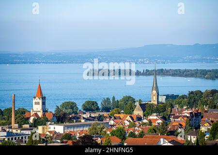 Kirche in Rorschach, Blick auf die Stadt, Bodensee, Schweiz Stockfoto