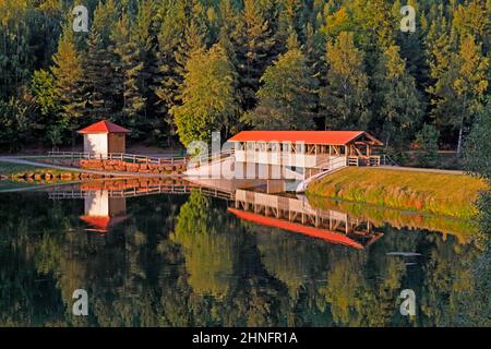 Nagoldtalsperre, erbaut 1965-1970, Gemeinde Seewald und Groembach, Landkreis Freudenstadt, Schwarzwald, Baden-Württemberg, Deutschland Stockfoto