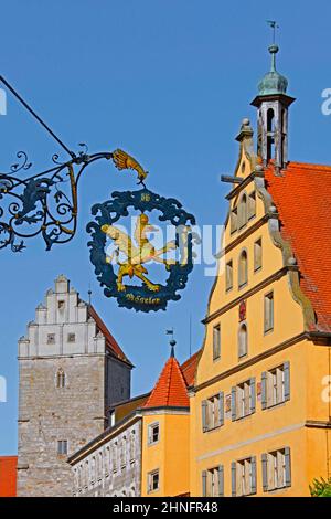 Altstadt, historisches Gasthaus Schild, Rothenburg Tor, Krankenhaus, Baujahr 1599, 1828-1940 kommunales Waisenhaus. Waisenhaus, aus dem historischen Museum von 1904 Stockfoto