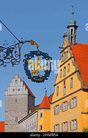 Altstadt, historisches Gasthaus Schild, Rothenburg Tor, Krankenhaus, Baujahr 1599, 1828-1940 kommunales Waisenhaus. Waisenhaus, aus dem historischen Museum von 1904 Stockfoto