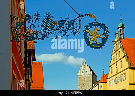 Altstadt, historisches Gasthaus Schild, Rothenburg Tor, Krankenhaus, Baujahr 1599, 1828-1940 kommunales Waisenhaus. Waisenhaus, aus dem historischen Museum von 1904 Stockfoto