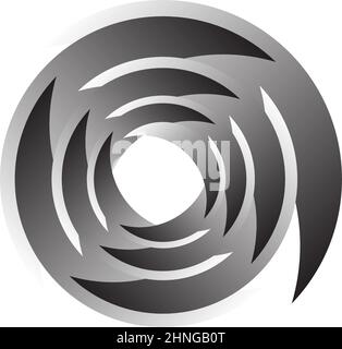 Spirale, Wirbel, Wirbel. Rotierender segmentierter Kreis, kreisförmiges Design-Element des Swoosh-Kreises, Symbolvektor - Stock-Vektor-Illustration, Clip-Art-Grafiken Stock Vektor