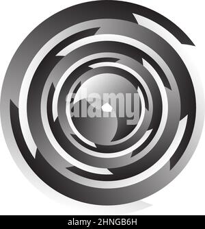 Spirale, Wirbel, Wirbel. Rotierender segmentierter Kreis, kreisförmiges Design-Element des Swoosh-Kreises, Symbolvektor - Stock-Vektor-Illustration, Clip-Art-Grafiken Stock Vektor