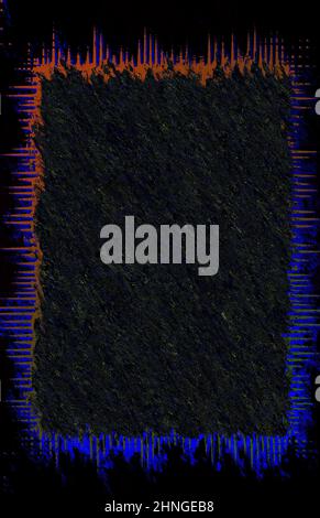 Ein abstraktes neonfarbenes Grunge-Randbild. Stockfoto