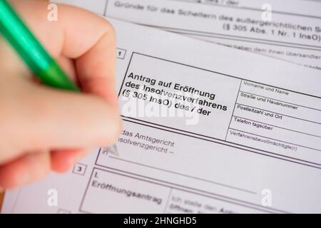 Berlin, Deutschland. 16th. Februar 2022. Persönliche Insolvenzantrag. Quelle: Fernando Gutierrez-Juarez/dpa-Zentralbild/dpa/Alamy Live News Stockfoto