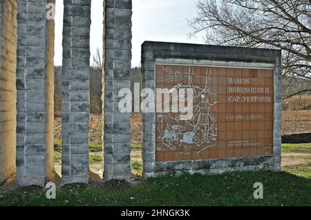 Denkmal für Ramon Berenguer II. In Sant Feliu in Buixalleu in der Region La Selva Provinz Gerona, Katalonien, Spanien Stockfoto