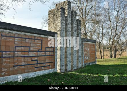 Denkmal für Ramon Berenguer II. In Sant Feliu in Buixalleu in der Region La Selva Provinz Gerona, Katalonien, Spanien Stockfoto