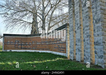 Denkmal für Ramon Berenguer II. In Sant Feliu in Buixalleu in der Region La Selva Provinz Gerona, Katalonien, Spanien Stockfoto