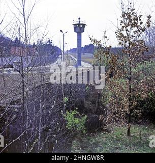 Grenze zwischen Berlin-Zehlendorf und DDR, Ende 1970s, nahe Neuruppiner Straße, Ende 1970s, Berlin, Deutschland Stockfoto