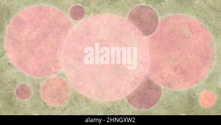 Grunge Aquarell abstrakter Hintergrund von Kreisen in Pastellfarben. Stockfoto