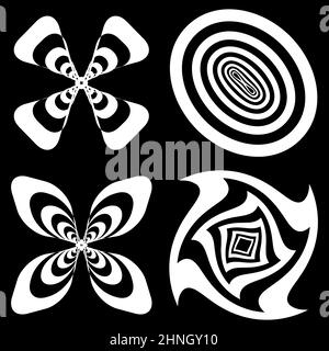 Abstrahieren Sie op-Art-Elemente. Optische, visuelle Kunst Formen, Symbole, Symbole - Stock Vektor Illustration, Clip-Art Grafiken Stock Vektor