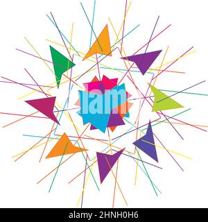 Bunte geometrische abstrakte Symbol, Symbol-Motiv und Mandala - Stock Vektor-Illustration, Clip-Art-Grafiken Stock Vektor