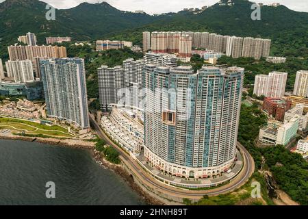 Luftaufnahme aus dem Hubschrauber, zeigt Residence Bel-Air, Cyberport, Hong Kong Island, 2008 Stockfoto