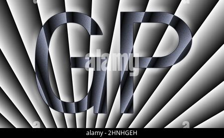 Unterschrift GP, Ecke Grad Stockfoto