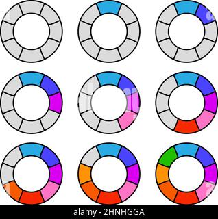 Kreisdiagramm, Kreisdiagramm, Infografik des Kreisdiagramms, Präsentationselement. Geteilte, segmentierte Kreisform – Vektorgrafik auf Stock, Clip-Art-Grafik Stock Vektor