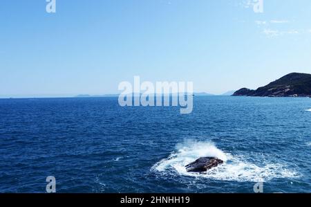 Yung Shue Ha Beach in Shek Pai Wan, Lamma Island, Hongkong. Stockfoto