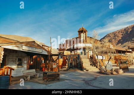 Die Geisterstadt Calico im Wilden Westen, San Bernardino County, Kalifornien, USA, eine ehemalige Bergbaustadt Stockfoto