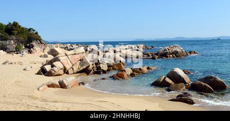 Yung Shue Ha Beach in Shek Pai Wan, Lamma Island, Hongkong. Stockfoto