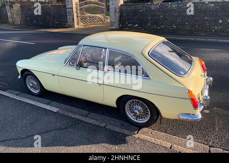 Classic, Sammler, Sammlung, fortgeschritten, Technik, MGC,, MG, GT, Auto, gelb, Gurnard, Isle of Wight, England, Großbritannien, Großbritannien, Großbritannien, Stockfoto