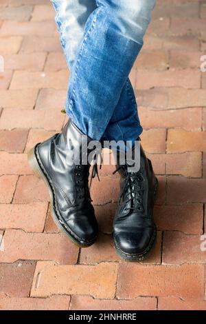 Ein Paar Doc Martens Stiefel Stockfoto