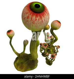 3D-Illustration eines isolierten Fantasy-Eyball-Geschöpfes Stockfoto