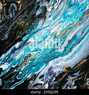 Moderne marmorierte flüssige Acrylfarbe fließende Textur, kreative zeitgenössische Hintergrund Stockfoto