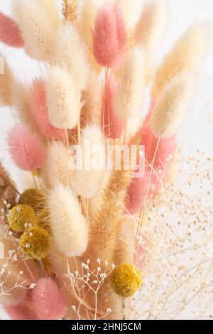 Bouquet von getrockneten Blumen aus nächster Nähe. Stockfoto