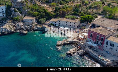 Europa, Italien, Sizilien, Naturschutzgebiet Lo Zingaro, Scopello's Tonnara Stockfoto