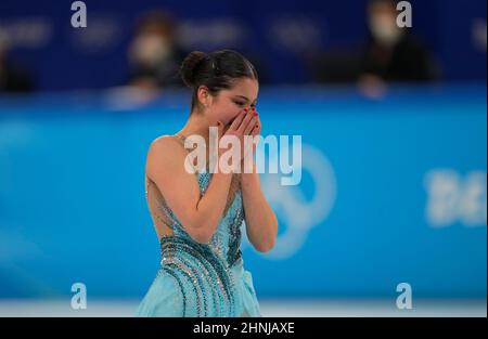 Peking, China, Olympische Winterspiele 2022, 17. Februar 2022: Alysa Liu aus den USA beim Eiskunstlauf im Capital Indoor Stadium. Kim Price/CSM. Stockfoto