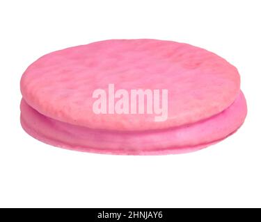 Pink Cookie Erdbeere Geschmack isoliert auf dem weißen Hintergrund Stockfoto