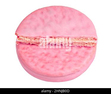 Pink Cookies Erdbeere Geschmack isoliert auf dem weißen Hintergrund Stockfoto
