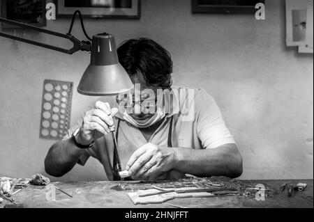 Künstlerische Handwerker in Florenz, Toskana, Italien Stockfoto