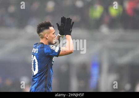 Mailand, Italien. 16th. Februar 2022. Lautaro Martinez (10) von Inter gesehen während des UEFA Champions League-Spiels zwischen Inter und Liverpool bei Giuseppe Meazza in Mailand. (Foto: Gonzales Photo/Alamy Live News Stockfoto