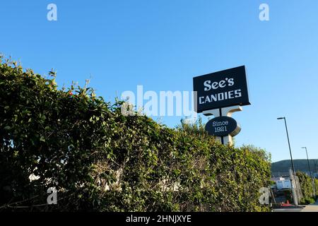 See's Candies Büros und Vertriebszentrum in San Francisco, Kalifornien; amerikanischer Hersteller und Vertreiber von Schokolade und Süßigkeiten. Stockfoto